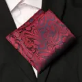 Pochette de costume homme motif cachemire rouge bleu mariage elegant mouchoir. - Style Jacquard Paisley Rouge et Bleu