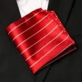 Pochettes de costume homme rouges a rayures mouchoir de poche pour mariage formel mode - Style Rouge à Fines Rayures Blanches