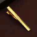 Golden metal tie clip for men, elegant business fashion accessory with diagonal textured design. - New501 (LDJXK01) / Gold