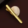 Gold tie clip for men, minimalist metal necktie bar, elegant business formal suit accessory. - New502 (LDJXK01) / Gold