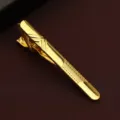 Elegant gold-toned metal tie clip for men, featuring geometric engraved patterns for business. - New503 (LDJXK01) / Gold