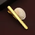 Gold tie clip with diamond pattern, elegant men business formal suit accessory clip. - New504 (LDJXK01) / Gold