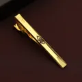 Golden men's tie clip featuring geometric engraved details and formal business style. - New508 (LDJXK01) / Gold