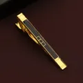 Goldene tie clip for men business formal wear simple stylish black accent tie pin accessory - New509 (LDJXK01) / Gold