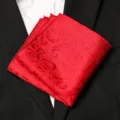 Pochette de costume homme rouge à motif jacquard floral pour mariage et vêtements formels. - Style Jacquard Rose Bordeaux