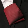 Pochette de costume jacquard texturée rouge pour homme, élégant mouchoir pour mariage et décor. - Style Classique à Fines Rayures Bordeaux