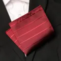 Pochette de costume bordeaux rayée pour homme mariage marié mouchoir élégant - Style Jacquard Sergé Bordeaux