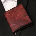 Pochette de costume homme rouge noir jacquard mouchoir mariage garçon d'honneur accessoire - Style Jacquard Géométrique à Flocon de Neige Bordeaux