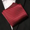 Pochette de costume texturée bordeaux pour homme mariage formel mouchoir accessoire. - Style Jacquard Fin Bordeaux Foncé