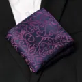 Pochette de costume homme jacquard florale bleu marine et violette elegante chic - Style Jacquard Floral Violet