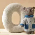 Letter O plush pillow and cute bear toy for home sofa decor and cozy living room gifts. - Letter Q