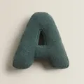 Cojín de felpa verde oscuro en forma de letra A, cojín decorativo suave para el sofá. - Letra A