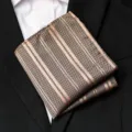Elegant brown striped pocket square for men suits, premium formal handkerchief accessory. - Luxurious Champagne Gold Stripe Style / 1 Piece