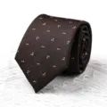 Dunkelbraune Krawatte mit geometrischem Muster, elegante Business-Herrenkrawatte für Hochzeiten. - Handgebundene Krawatte / 8cmx145cm / Nachthimmel Sternpunkte