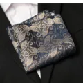 Men's blue paisley pocket square, elegant suit handkerchief for formal business events. - Blue With Gold Paisley Style / 1 Piece