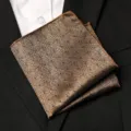 Mens brown pocket square with blue polka dots stylish formal handkerchief suit accessory - Golden Brown Blue Dots Style / 1 Piece
