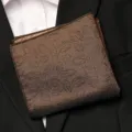 Pochette de costume homme vintage marron motif floral mouchoir pour mariage fete formelle - Ombre de Pin Marron Foncé