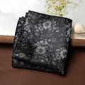 Taschino da uomo vintage floreale nero argento fazzoletto da abito matrimonio accessorio - Fazzoletto da Taschino / Ombra d'Inchiostro Fiore d'Argento