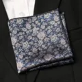 Pochette de costume homme vintage à motif floral mouchoir de poche élégant et chic - Rose Violette Bleu Brume