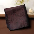 Men vintage paisley pocket square dark red silk feel handkerchief suit dress accessory - Brown Red Paisley