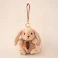 Lindo llavero de conejito de peluche con orejas largas y dije de zanahoria para bolso - 16cm / Conejo Aisi - Marrón