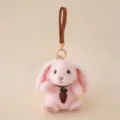Llavero de conejo de peluche rosa lindo muneco de conejo de orejas largas con zanahoria. - 16cm / Conejo Aisi - Rosa
