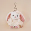 Lindo llavero de conejo de felpa blanca con vestido de encaje, colgante de bolso para mujer. - 13cm / Conejo Nube - Falda Beige