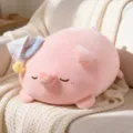 Cute pink pig plush pillow with soft sleeping hat, cozy stuffed animal doll for home decor. - Sleeping Cap Pig / 15cm