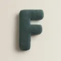 Dark green letter F plush pillow, cozy boucle fabric, minimalist home decor sofa cushion. - Letter F