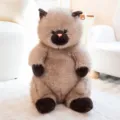 Fluffy Siamese cat plush toy cute simulation kitten stuffed doll for birthday gift 30cm - 28cm / Light Brown