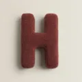 Brown bouclé letter H decorative plush throw pillow cozy sofa cushion home living room - Letter H