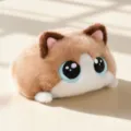 Lindo gato de peluche antiestrés muñeca grandes ojos redondos gatito esponjoso regalo - 15cm / Gato Ragdoll