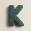 Dark Green Letter K Plush Throw Pillow Decorative Sofa Cushion Soft Teddy Toy Home - Letter K