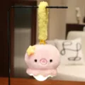 Cute pink plush night light with yellow hanging strap and star decoration for bedroom decor - Octopus