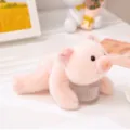 Cute pink plush pig stuffed animal toy, adorable crawling desktop companion doll gift. - Pink Pig