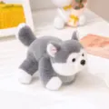 Cute grey and white husky puppy plush toy, soft stuffed animal doll for desktop decor and gifts. - Husky Dog