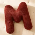 Red letter M plush pillow soft teddy fleece decorative cushion for home sofa living room decor - Letter M
