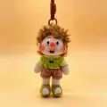 Cute plush doll keychain, fluffy afro girl design, soft toy pendant for bags and keys. - Doll-Brown