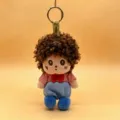 Cute curly hair plush doll keychain, trendy freckled girl cartoon pendant bag ornament. - Doll-Reddish Brown