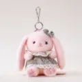 Cute plush rabbit keychain with plaid dress, soft bunny bag pendant for girls and kids. - Bella Rabbit - Green Skirt
