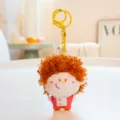 Cute fluffy curly hair doll keychain pendant plush toy, soft cotton character ornament style. - King