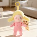 Cute plush doll keychain fluffy little girl pendant with yellow hair variant style. - Pajama Bean Bag - Blonde Girl