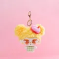 Cute plush doll keychain fluffy afro hair girl pendant bag charm keyring accessories - Big Head Yellow Sister