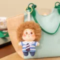 Cute fluffy afro girl plush doll keychain, cute freckle doll bag pendant and stylish accessory. - Brown Barber