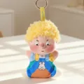 Cute curly hair freckles doll plush keychain, soft toy pendant for bags and car keys. - Yellow Curly Hair Bean Bag