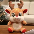 Peluche de renne de Noel mignonne poupée de cerf en peluche douce cadeau de fete decoration - Renne Assis / 22cm