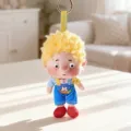 Cute plush doll keychain featuring curly blonde hair and blue overalls, ideal bag charm. - Yellow Curly Hair Doll