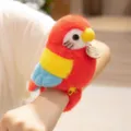 Cute red plush parrot slap bracelet, colorful shoulder-sitting bird wrist toy for kids. - Wristband / Red Parrot