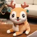 Mignon Renne de Noël Peluche Animal en Tissu Doux Poupée Cadeau de Fête Décoration - Renne Couché
