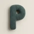 Dark green letter P plush pillow, soft stuffed toy sofa cushion for home decoration. - Letter P